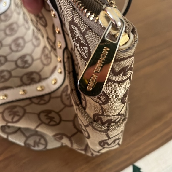 Michael Kors Brown/Khaki Studded Logo Tote Purse,handbag,tote - Picture 7 of 8